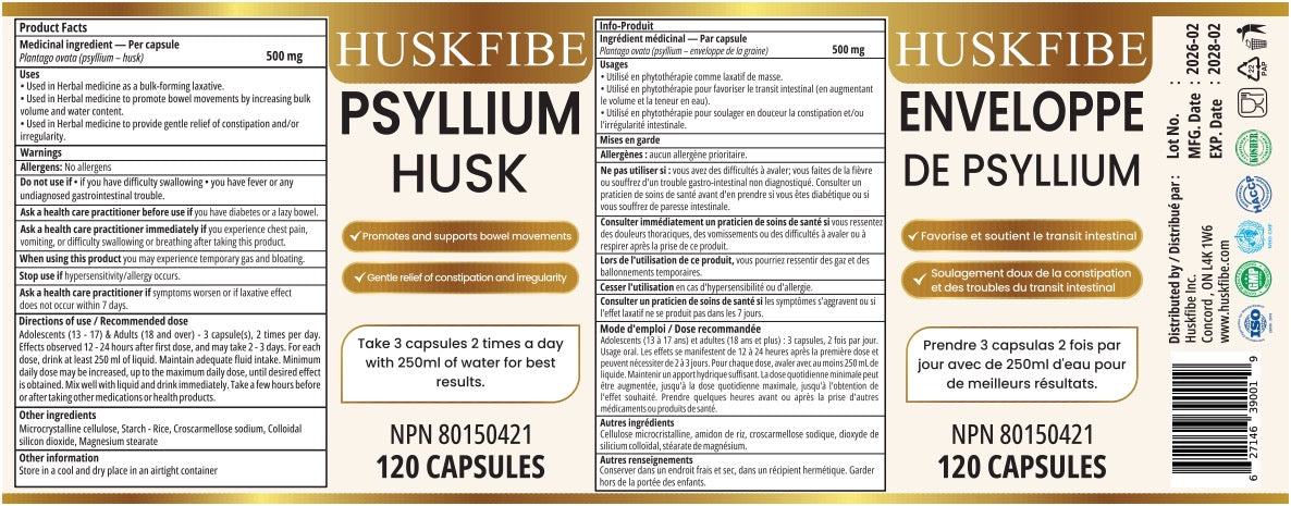 Psyllium husk daily fiber capsules